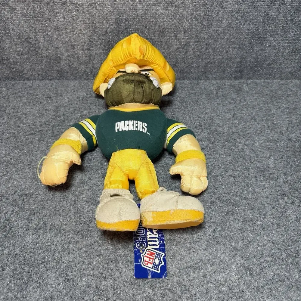 Vintage 1995 STUFFINS NFL GREEN BAY PACKERS 12” Cheesehead Plush W/Tag Mascot